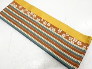 本場筑前博多　縞に梅模様　半幅帯